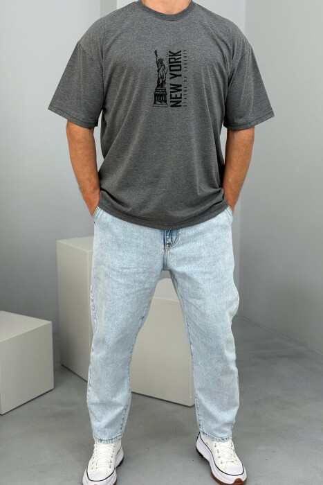 NEW YORK WRITTING BACK IMAGE MEN T-SHIRT DARK GREY/GEE 