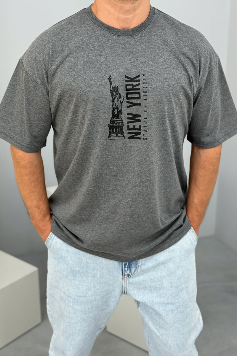 NEW YORK WRITTING BACK IMAGE MEN T-SHIRT DARK GREY/GEE - 2