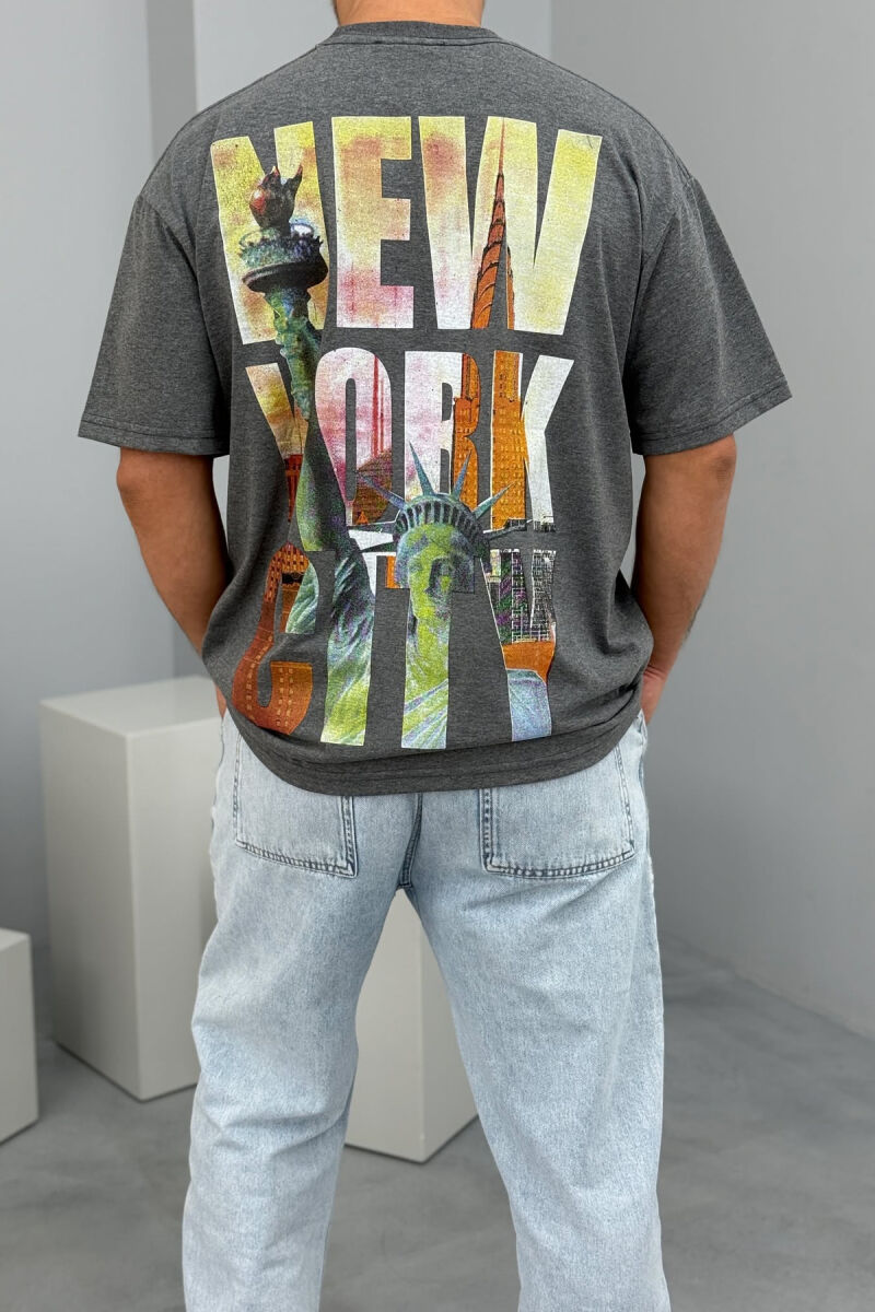 NEW YORK WRITTING BACK IMAGE MEN T-SHIRT DARK GREY/GEE - 3
