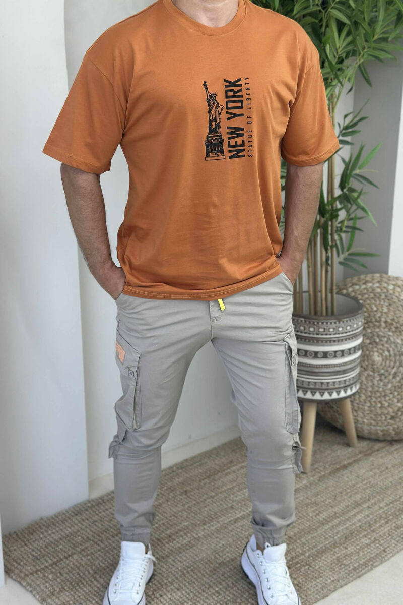 NEW YORK WRITTING BACK IMAGE MEN T-SHIRT DARK ORANGE/POE - 2