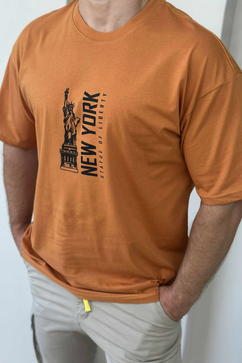 NEW YORK WRITTING BACK IMAGE MEN T-SHIRT DARK ORANGE/POE - 3