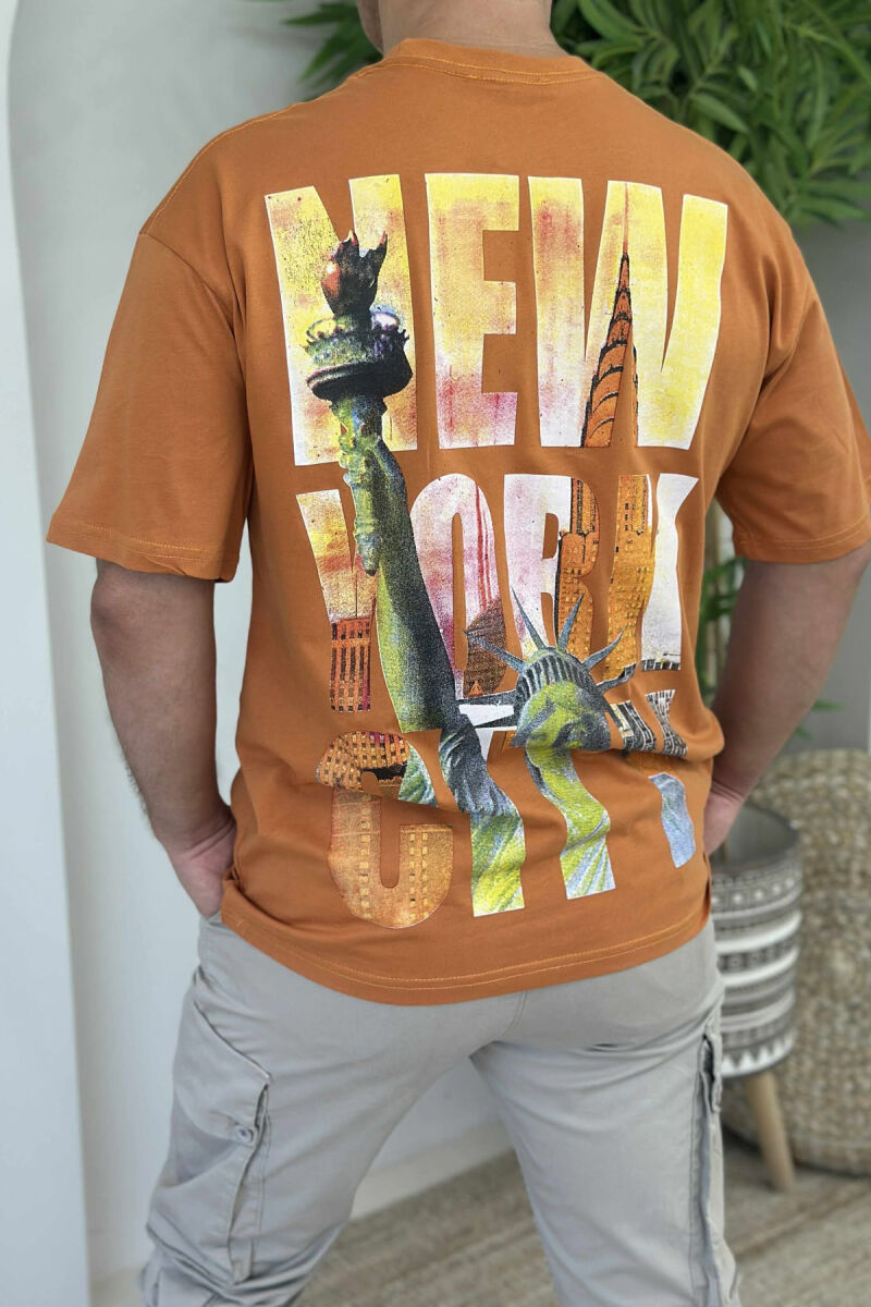 NEW YORK WRITTING BACK IMAGE MEN T-SHIRT DARK ORANGE/POE - 4