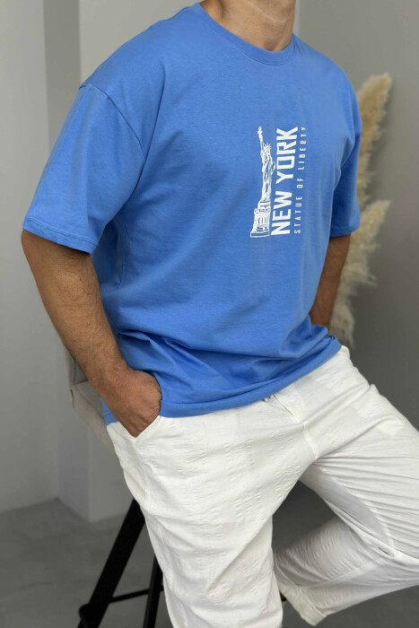 NEW YORK WRITTING BACK IMAGE MEN T-SHIRT LIGHTBLUE/BZ - 3