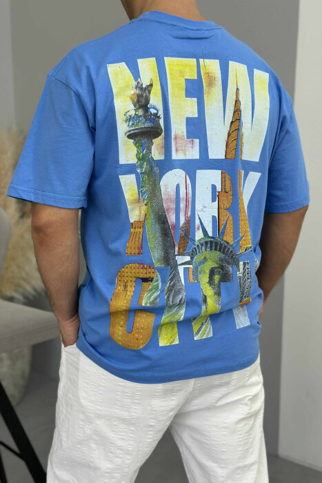 NEW YORK WRITTING BACK IMAGE MEN T-SHIRT LIGHTBLUE/BZ - 4