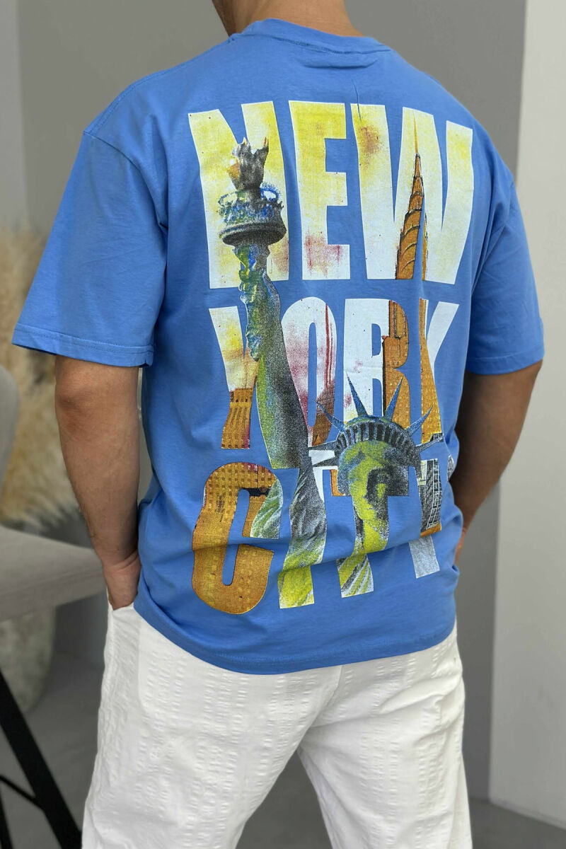 NEW YORK WRITTING BACK IMAGE MEN T-SHIRT LIGHTBLUE/BZ - 4