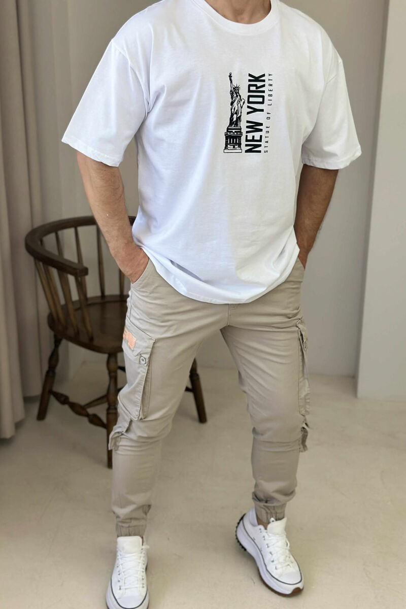 NEW YORK WRITTING BACK IMAGE MEN T-SHIRT WHITE-E BARDHE - 2