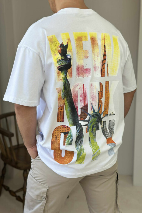 NEW YORK WRITTING BACK IMAGE MEN T-SHIRT WHITE-E BARDHE - 4
