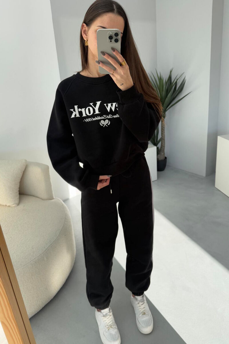 NEW YORK WRITTING FLUFFY WOMEN SET BLACK/ E ZEZE - 1