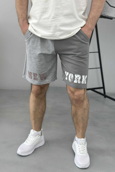 NEW YORK WRITTING MEN SHORT SWEATPANTS GREY/GRI 