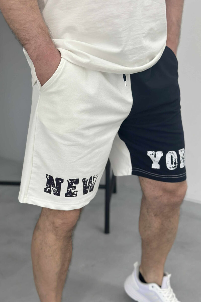 NEW YORK WRITTING MEN SHORT SWEATPANTS WHITE-E BARDHE - 1