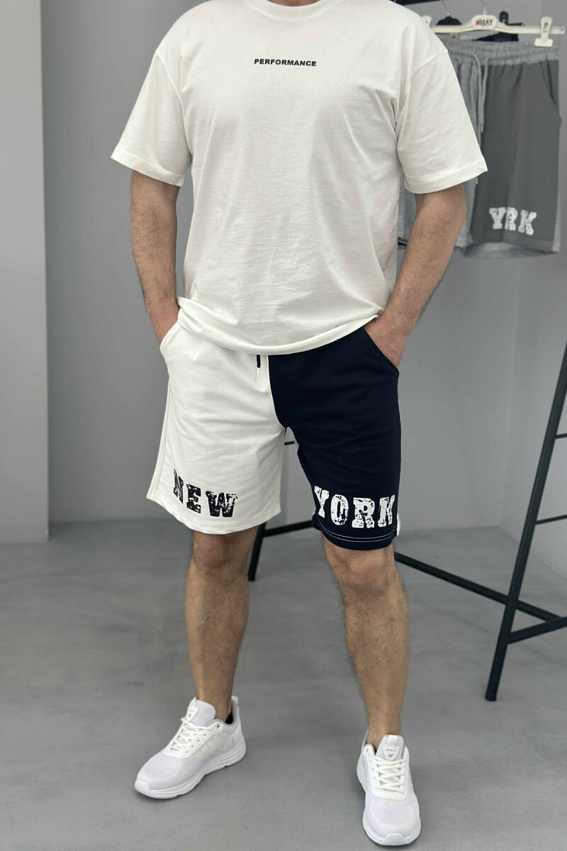 NEW YORK WRITTING MEN SHORT SWEATPANTS WHITE-E BARDHE - 2