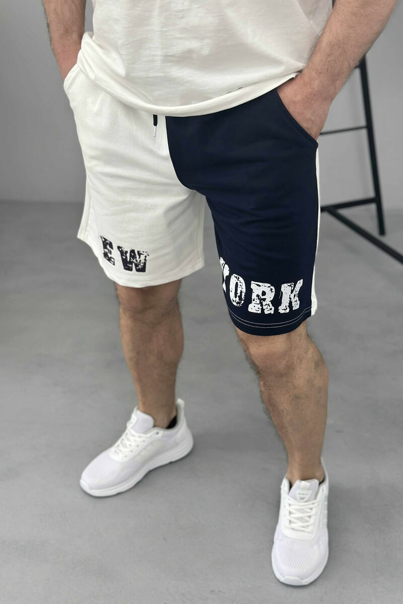 NEW YORK WRITTING MEN SHORT SWEATPANTS WHITE-E BARDHE - 3