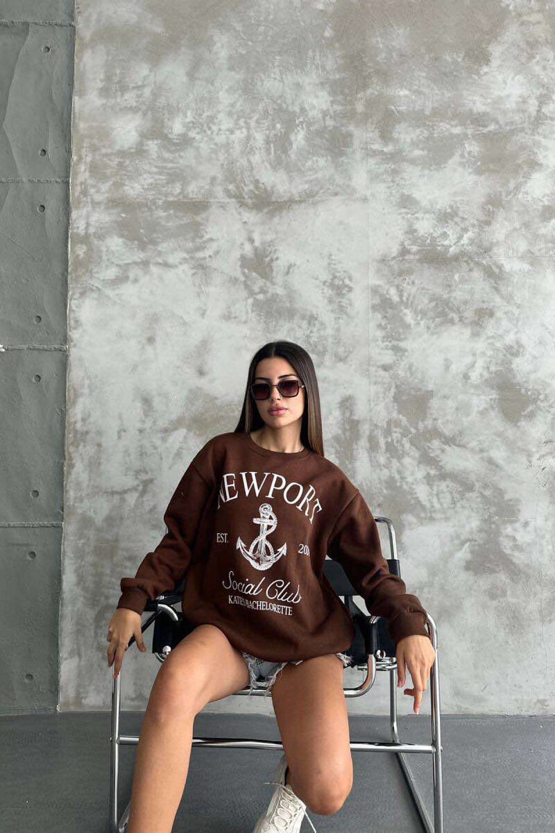 NEWPORT LOGO WOMEN SWEATSHIRT BROWN/KAFE - 2