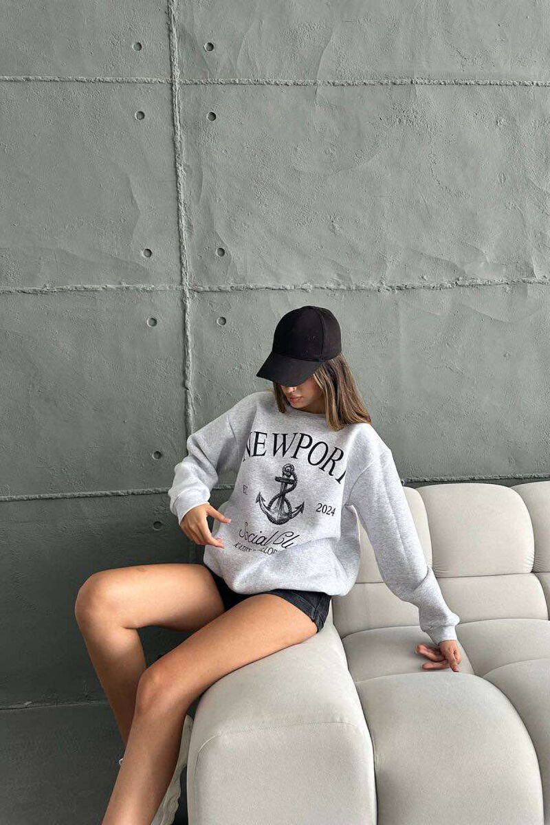 NEWPORT LOGO WOMEN SWEATSHIRT LIGHT GREY/GZ - 2