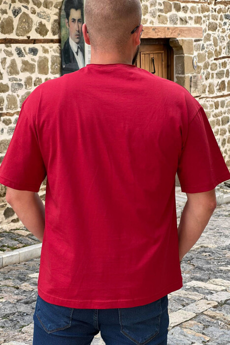 NICE WRITTING ONE COLOR MEN T-SHIRT BURGUNDY/VISHNJE - 3