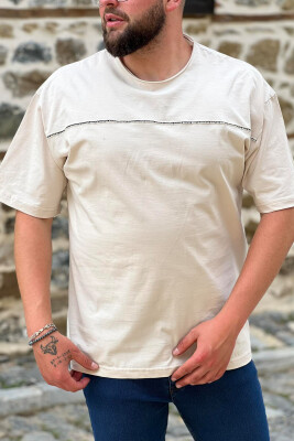 NICE WRITTING ONE COLOR MEN T-SHIRT BEIGE/BEZHE 