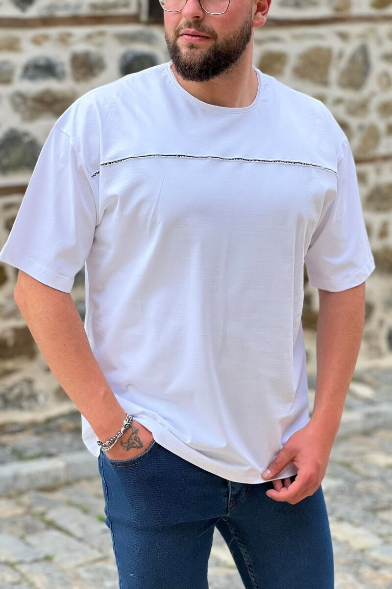 NICE WRITTING ONE COLOR MEN T-SHIRT WHITE-E BARDHE - 3