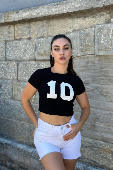 NUMBER TEN COTTON WOMEN CROP BLACK/ E ZEZE 
