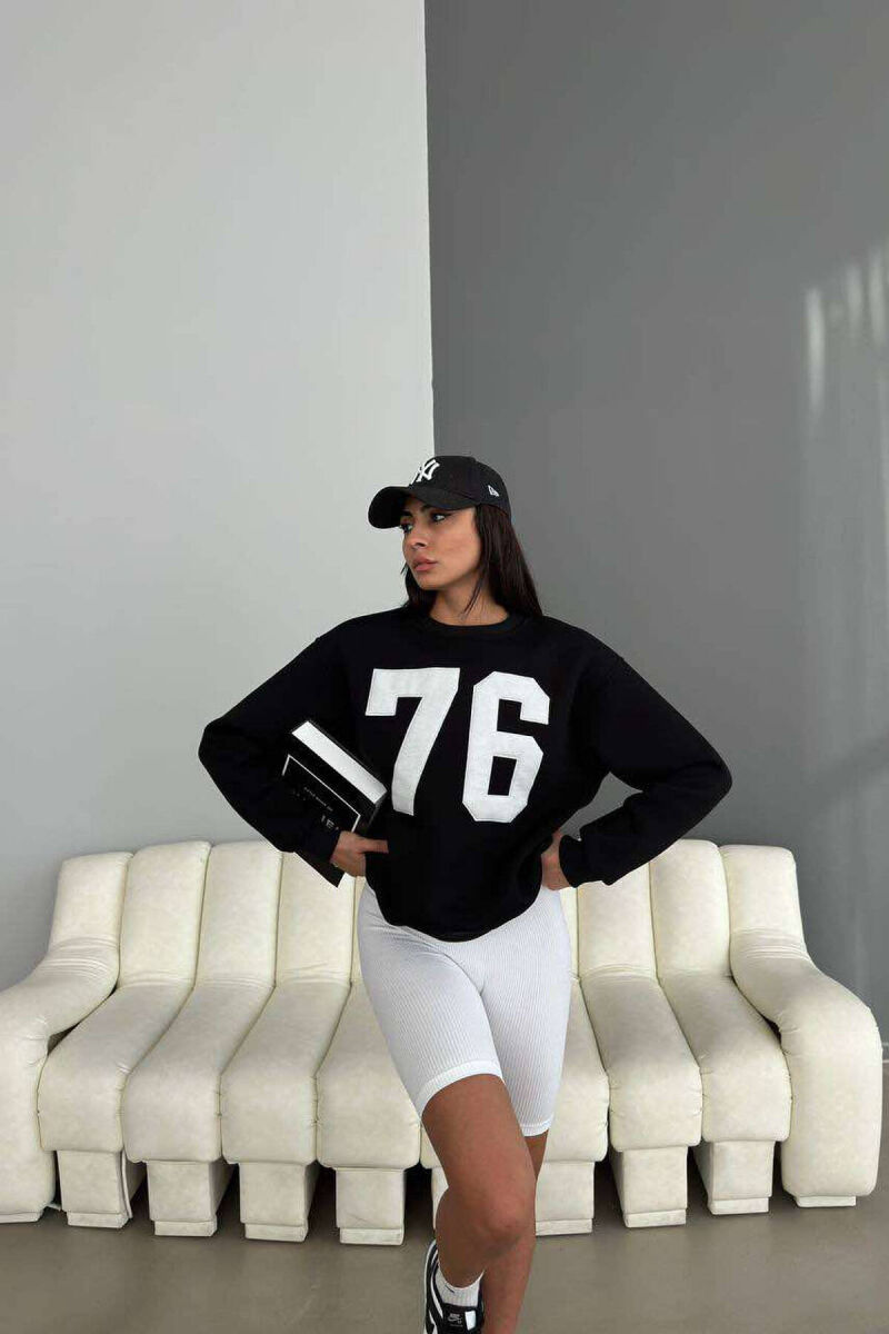 NUMBERS FLUFFY COTTON WOMAN SWEATSHIRT BLACK/ E ZEZE - 1