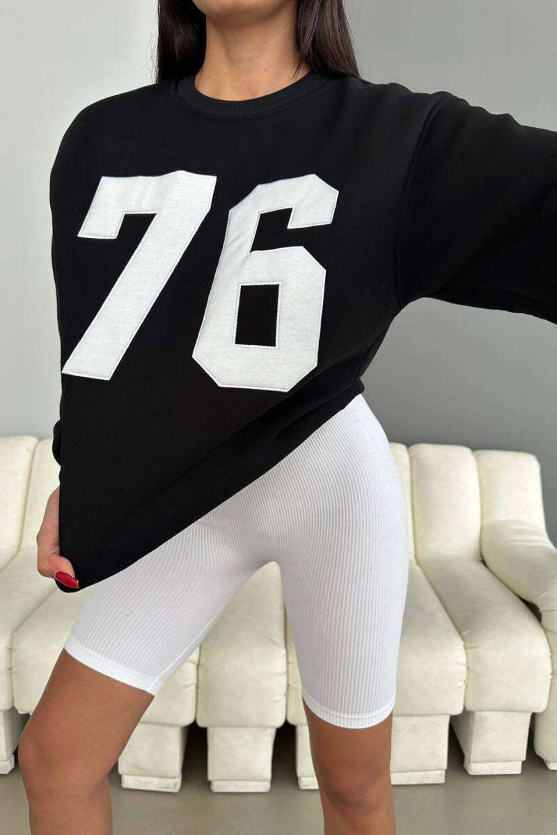 NUMBERS FLUFFY COTTON WOMAN SWEATSHIRT BLACK/ E ZEZE - 2