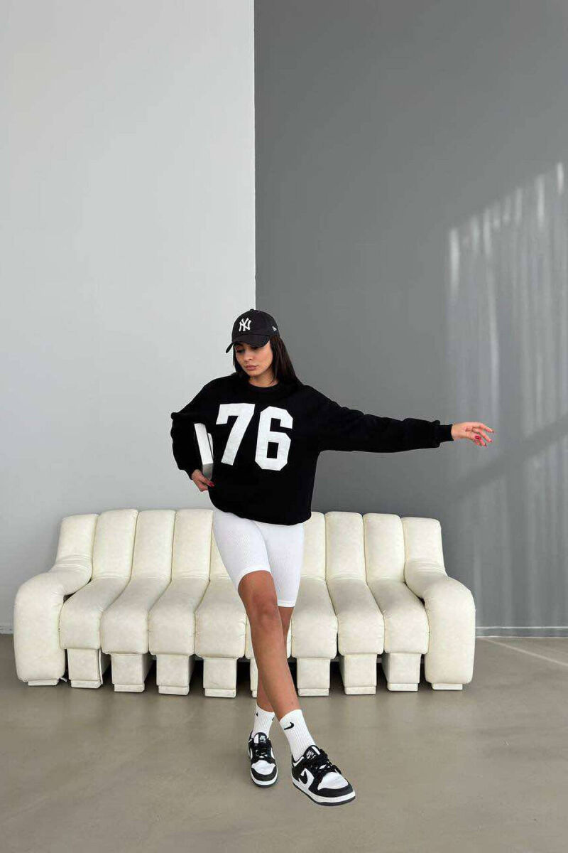 NUMBERS FLUFFY COTTON WOMAN SWEATSHIRT BLACK/ E ZEZE - 3