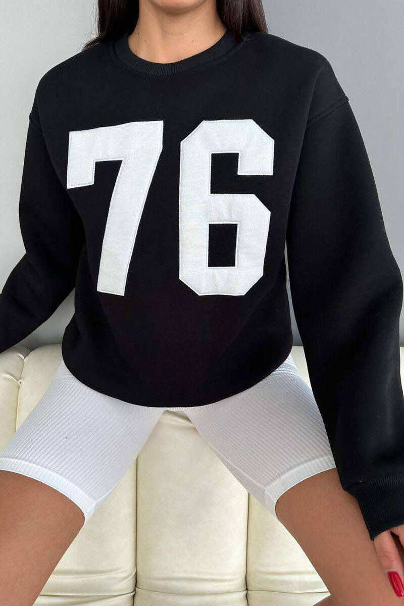 NUMBERS FLUFFY COTTON WOMAN SWEATSHIRT BLACK/ E ZEZE - 4