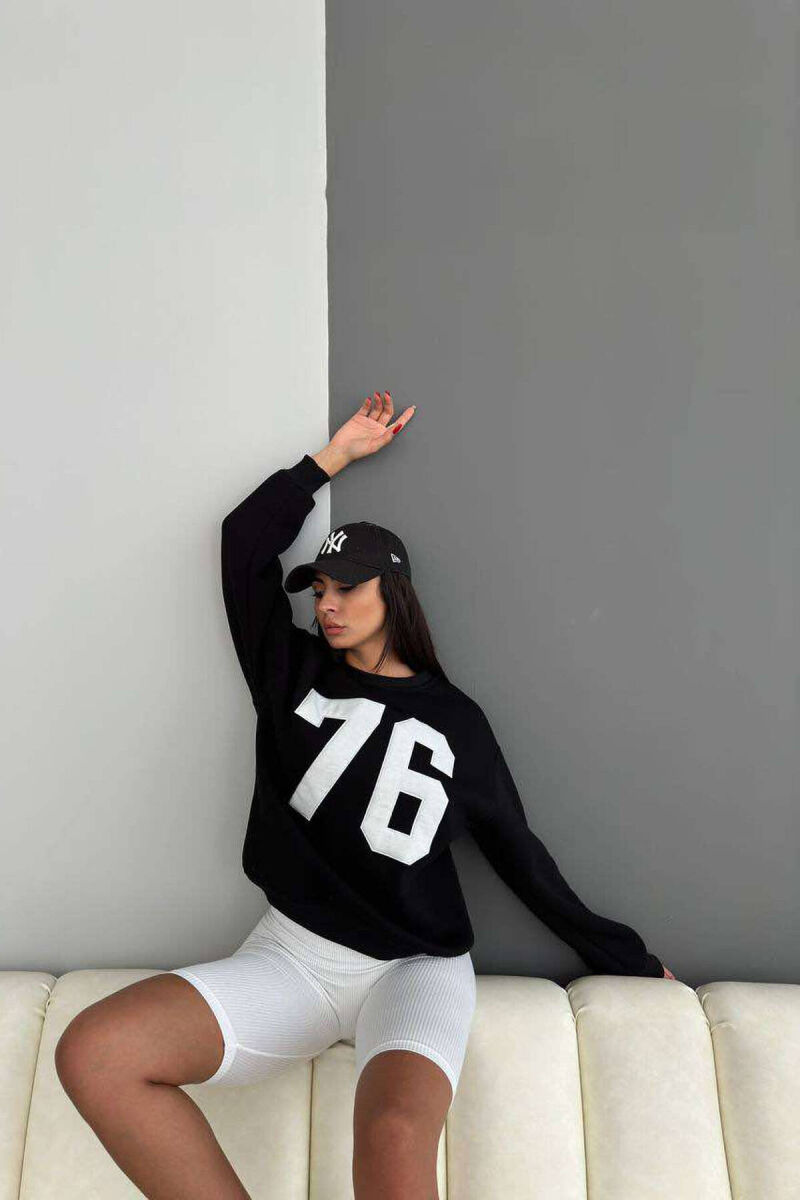 NUMBERS FLUFFY COTTON WOMAN SWEATSHIRT BLACK/ E ZEZE - 5