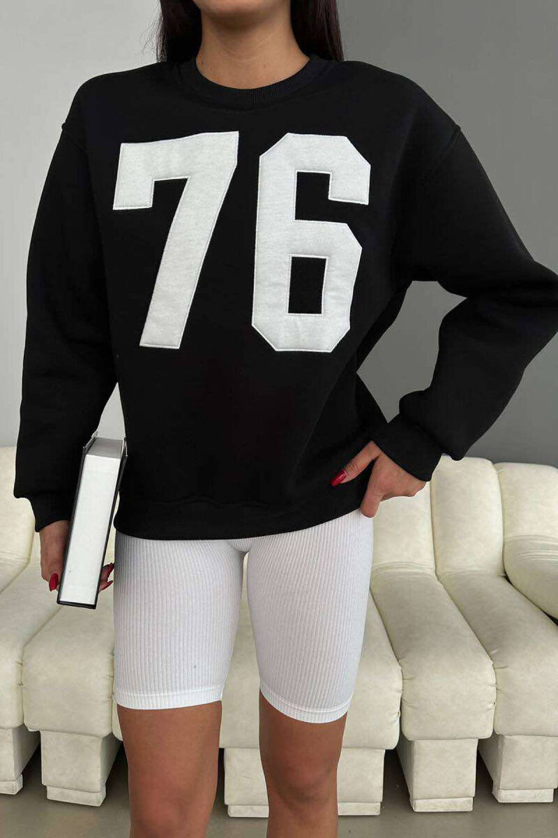 NUMBERS FLUFFY COTTON WOMAN SWEATSHIRT BLACK/ E ZEZE - 6