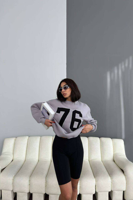 NUMBERS FLUFFY COTTON WOMAN SWEATSHIRT GREY/GRI 