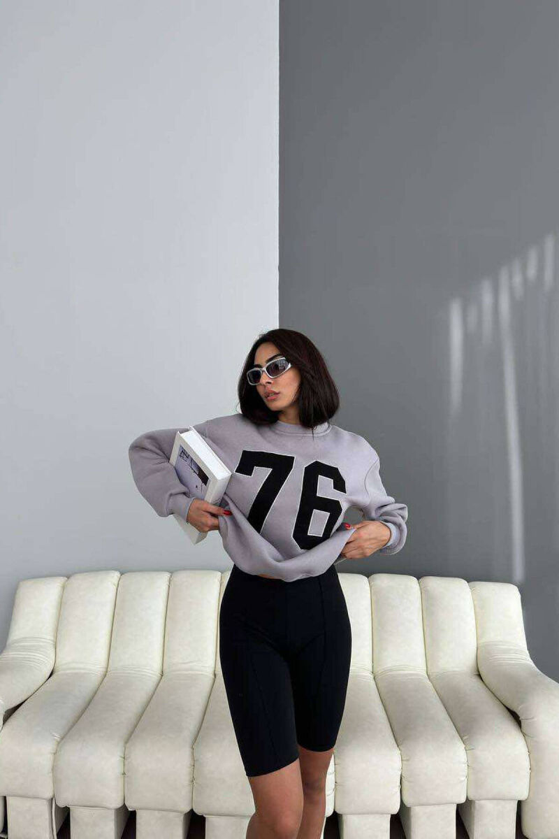 NUMBERS FLUFFY COTTON WOMAN SWEATSHIRT GREY/GRI - 1