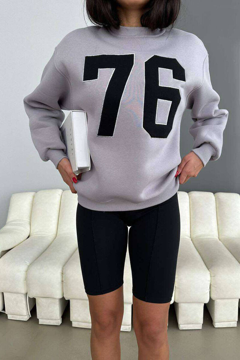 NUMBERS FLUFFY COTTON WOMAN SWEATSHIRT GREY/GRI - 2