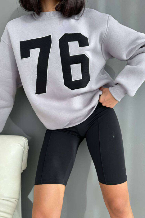 NUMBERS FLUFFY COTTON WOMAN SWEATSHIRT GREY/GRI - 3