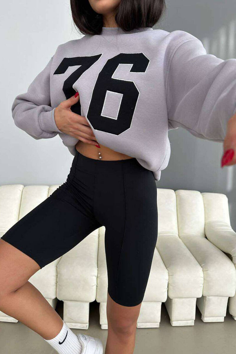 NUMBERS FLUFFY COTTON WOMAN SWEATSHIRT GREY/GRI - 4