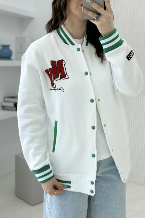 NY LOGO FLUFFY BOMBER WOMEN JACKET WHITE-E BARDHE - 6