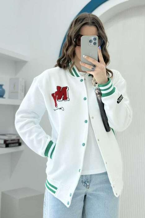 NY LOGO FLUFFY BOMBER WOMEN JACKET WHITE-E BARDHE - 7