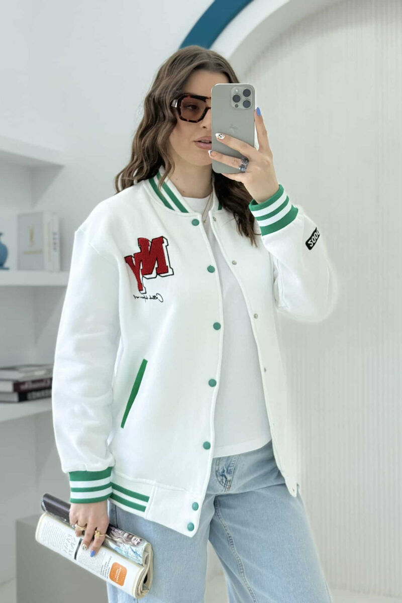 NY LOGO FLUFFY BOMBER WOMEN JACKET WHITE-E BARDHE - 8