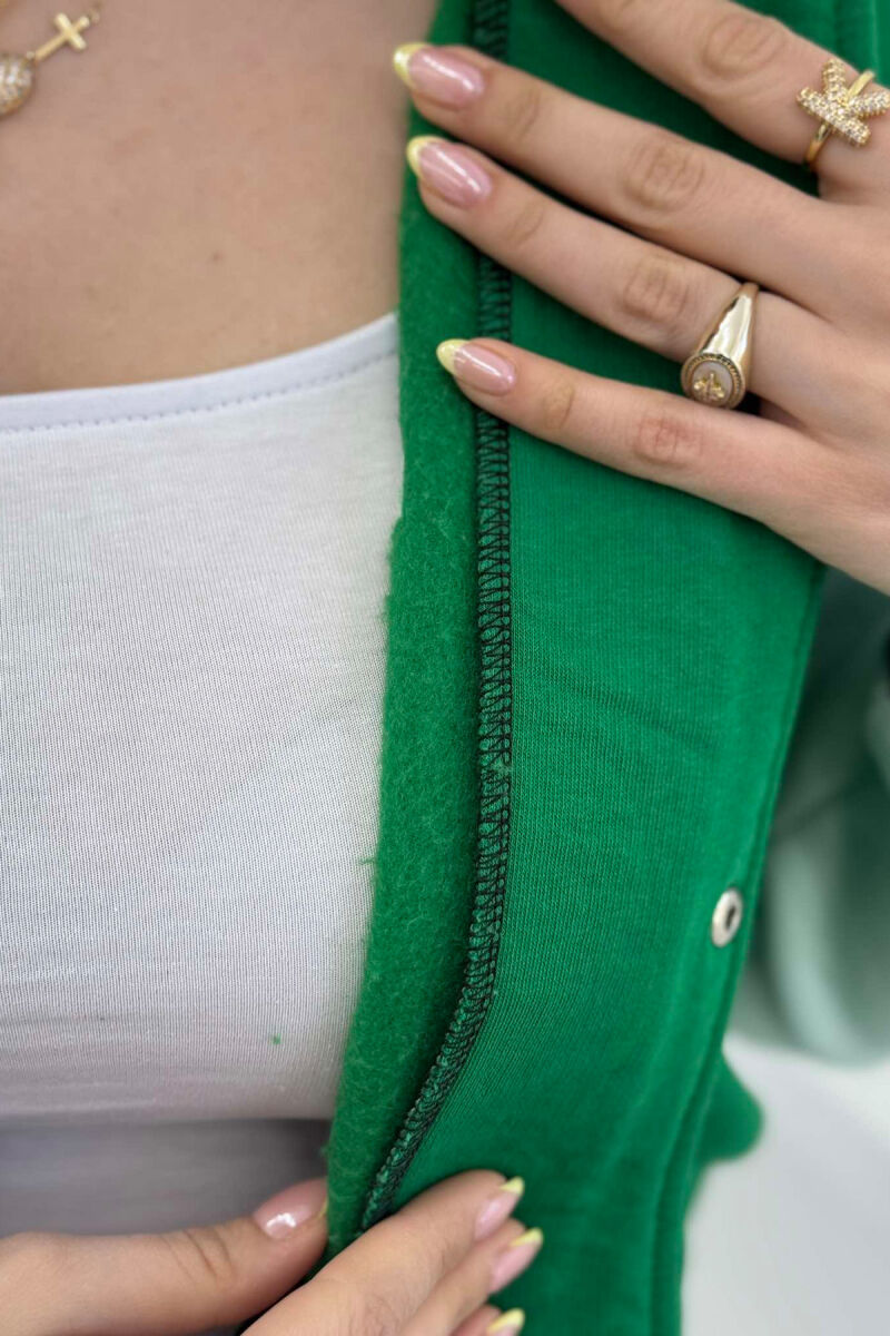 NY LOGO WRITTINGS FLUFFY BOMBER WOMEN JACKET WHITE/GREEN-BAJE - 6