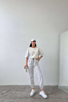 NY T-SHIRT+SWEATPANTS COTTON WOMAN SET WHITE-E BARDHE 