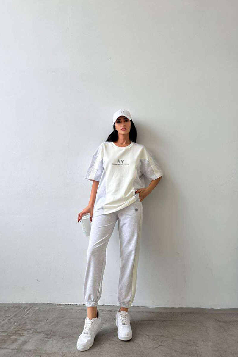 NY T-SHIRT+SWEATPANTS COTTON WOMAN SET WHITE-E BARDHE - 6