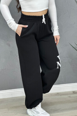 NY WRITTING PLUSH WOMAN SWEATPANTS BLACK/ E ZEZE 