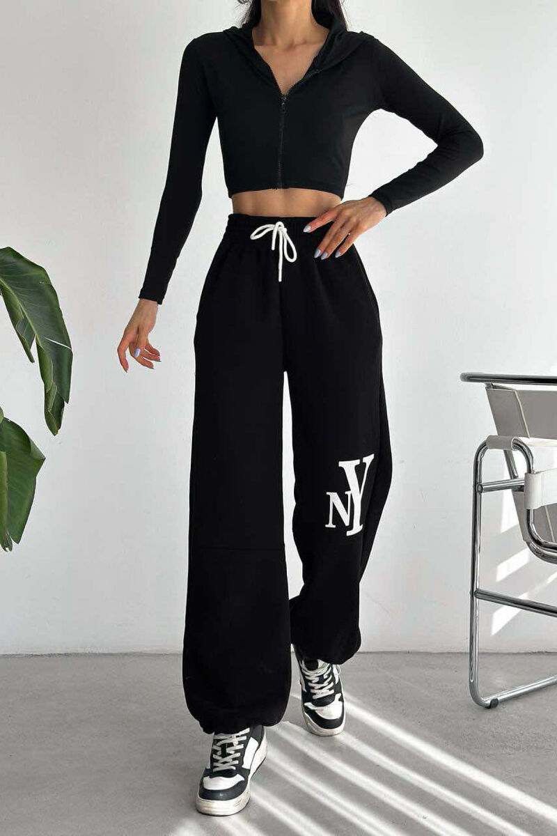 NY WRITTING PLUSH WOMAN SWEATPANTS BLACK/ E ZEZE - 8