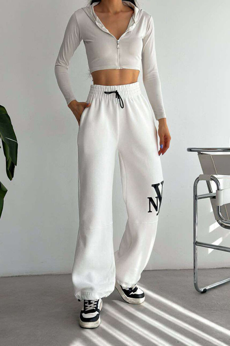 NY WRITTING PLUSH WOMAN SWEATPANTS WHITE-E BARDHE - 2