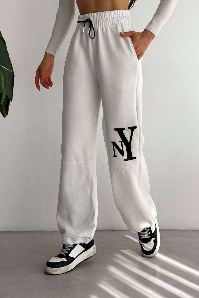 NY WRITTING PLUSH WOMAN SWEATPANTS WHITE-E BARDHE - 4