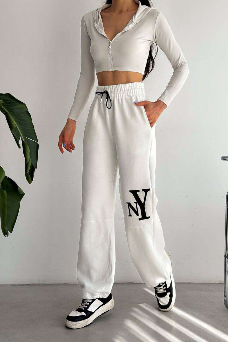 NY WRITTING PLUSH WOMAN SWEATPANTS WHITE-E BARDHE - 6