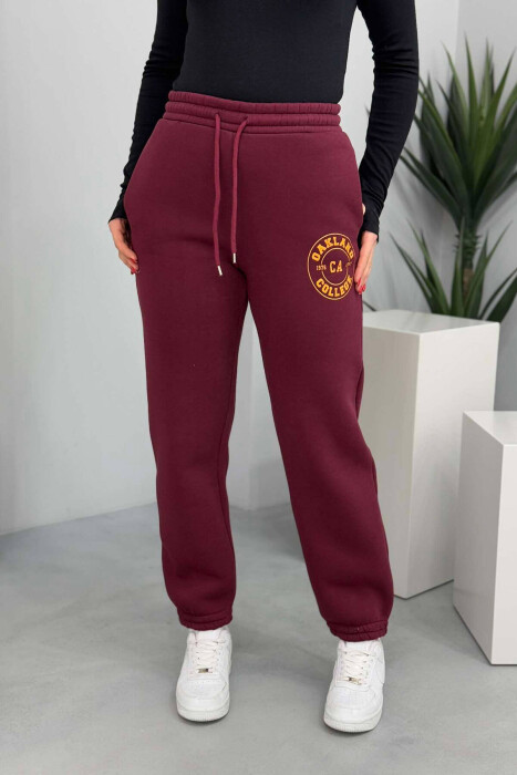 OAKLAND LOGO FLUFFY WOMEN SWEATPANTS BURGUNDY/VISHNJE 