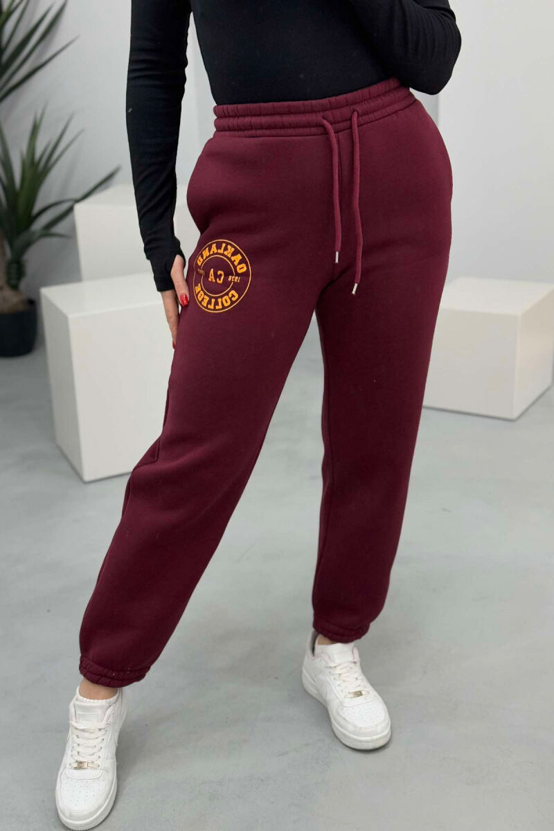 OAKLAND LOGO FLUFFY WOMEN SWEATPANTS BURGUNDY/VISHNJE - 3