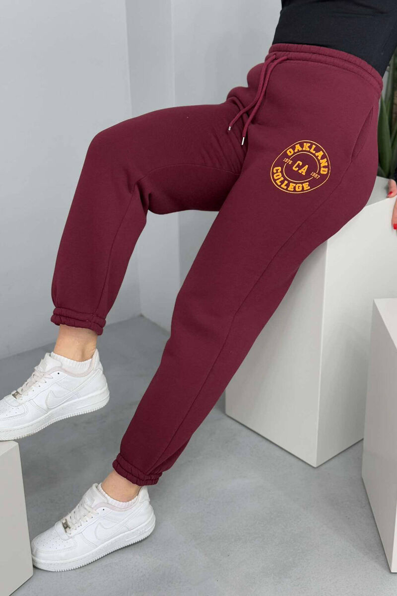 OAKLAND LOGO FLUFFY WOMEN SWEATPANTS BURGUNDY/VISHNJE - 5