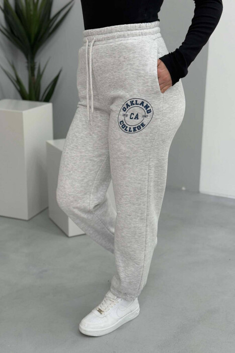 OAKLAND LOGO FLUFFY WOMEN SWEATPANTS LIGHT GREY/GZ - 2