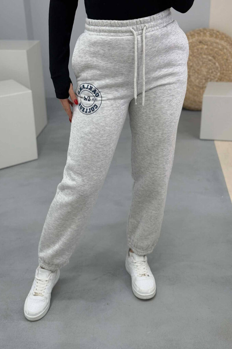 OAKLAND LOGO FLUFFY WOMEN SWEATPANTS LIGHT GREY/GZ - 4