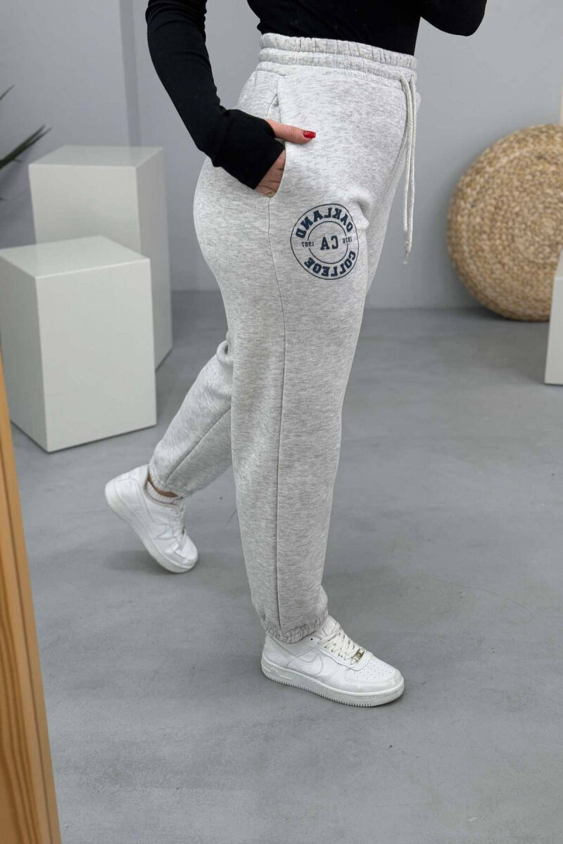 OAKLAND LOGO FLUFFY WOMEN SWEATPANTS LIGHT GREY/GZ - 6